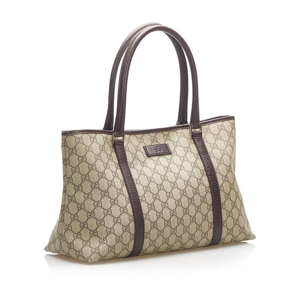 グッチ GGスプリーム 114594 ブラウン PVC レザー ハンドバッグ レディース GUCCI 中古