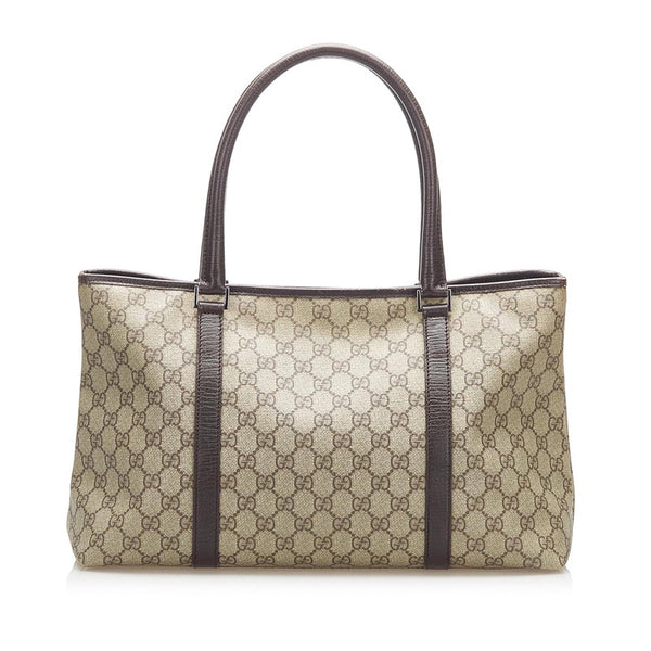 グッチ GGスプリーム 114594 ブラウン PVC レザー ハンドバッグ レディース GUCCI 中古