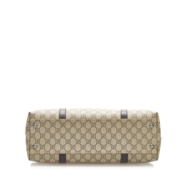グッチ GGスプリーム 114594 ブラウン PVC レザー ハンドバッグ レディース GUCCI 中古