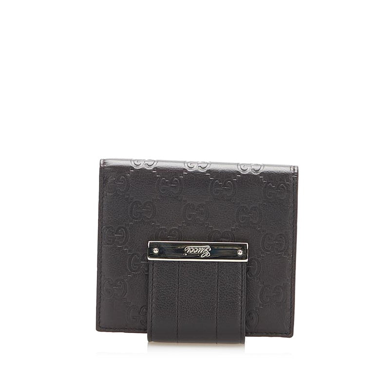 グッチ グッチシマ 131669 ブラウン レザー 二つ折り財布 レディース GUCCI 中古