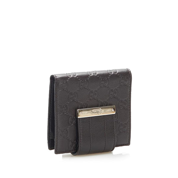 グッチ グッチシマ 131669 ブラウン レザー 二つ折り財布 レディース GUCCI 中古