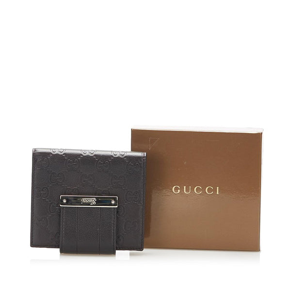 グッチ グッチシマ 131669 ブラウン レザー 二つ折り財布 レディース GUCCI 中古