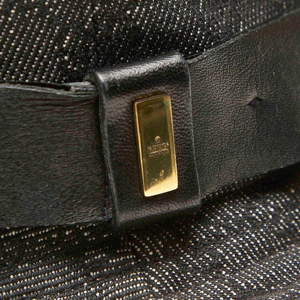 グッチ GGキャンバス グレー ブラック コットン レザー ハット レディース GUCCI 中古