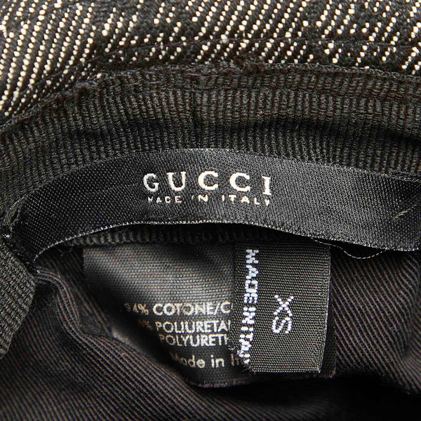グッチ GGキャンバス グレー ブラック コットン レザー ハット レディース GUCCI 中古