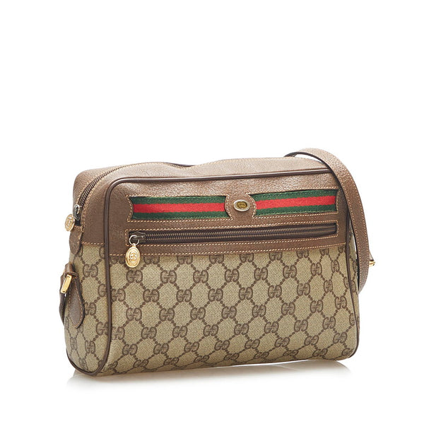 グッチ GGスプリーム シェリー 001・113・6472 ブラウン キャンバス ショルダーバッグ レディース GUCCI 中古