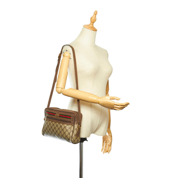 グッチ GGスプリーム シェリー 001・113・6472 ブラウン キャンバス ショルダーバッグ レディース GUCCI 中古