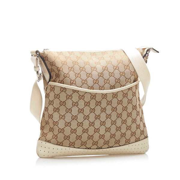 グッチ GGキャンバス 145857 ブラウン キャンバス ショルダーバッグ レディース GUCCI 中古