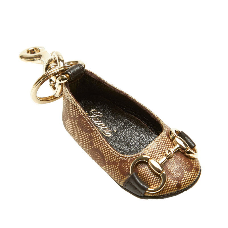 グッチ ホースビット シューズモチーフ ブラウン PVC キーホルダー チャーム レディース GUCCI 中古