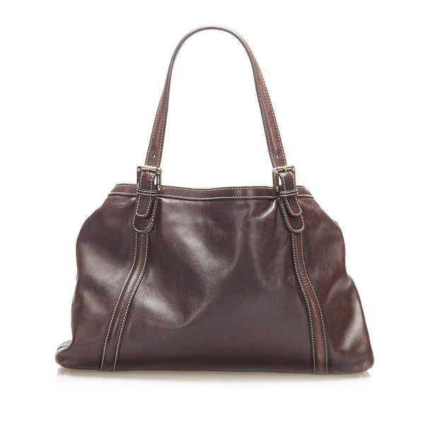 グッチ シェリーライン 162094  ブラウン レザー トートバッグ レディース GUCCI 中古