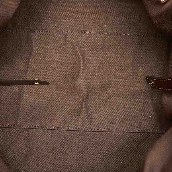 グッチ シェリーライン 162094  ブラウン レザー トートバッグ レディース GUCCI 中古