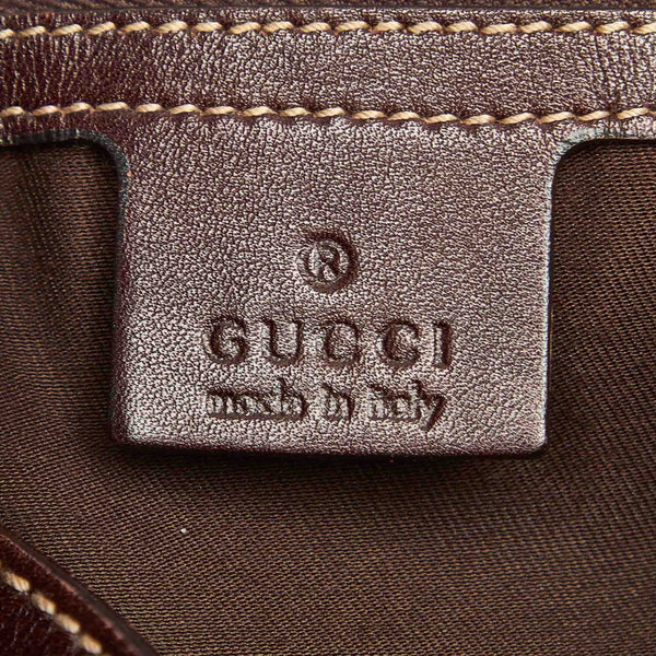 グッチ シェリーライン 162094  ブラウン レザー トートバッグ レディース GUCCI 中古