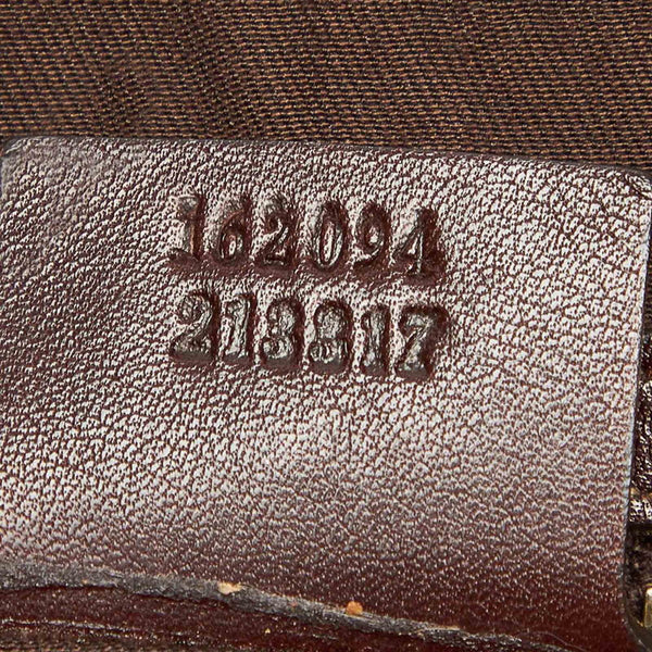 グッチ シェリーライン 162094  ブラウン レザー トートバッグ レディース GUCCI 中古