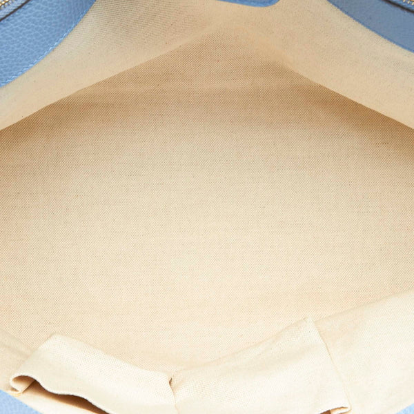 グッチ 354397 アイボリー 水色 キャンバス レザー トートバッグ レディース GUCCI 中古