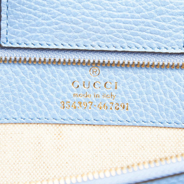 グッチ 354397 アイボリー 水色 キャンバス レザー トートバッグ レディース GUCCI 中古