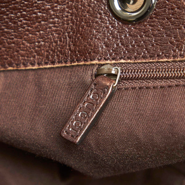 グッチ GGキャンバス 120836 002058 ブラウン キャンバス レザー トートバッグ レディース GUCCI 中古