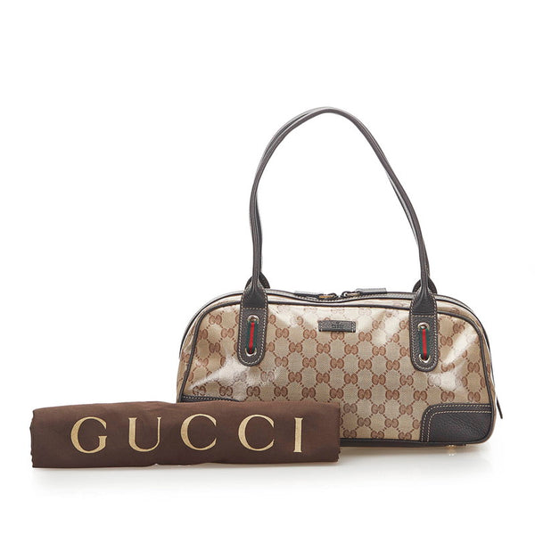 グッチ GGクリスタル シェリーライン 293594 ブラウン PVC レザー トートバッグ レディース GUCCI 中古