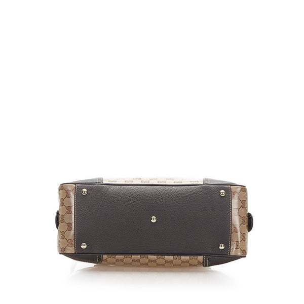 グッチ GGクリスタル シェリーライン 293594 ブラウン PVC レザー トートバッグ レディース GUCCI 中古