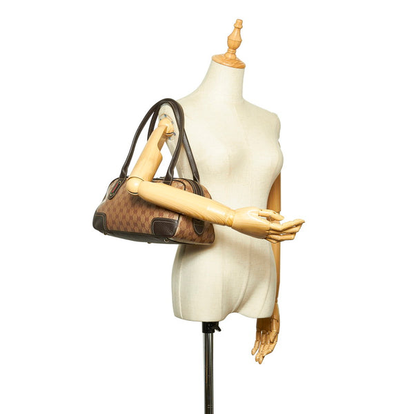 グッチ GGクリスタル シェリーライン 293594 ブラウン PVC レザー トートバッグ レディース GUCCI 中古