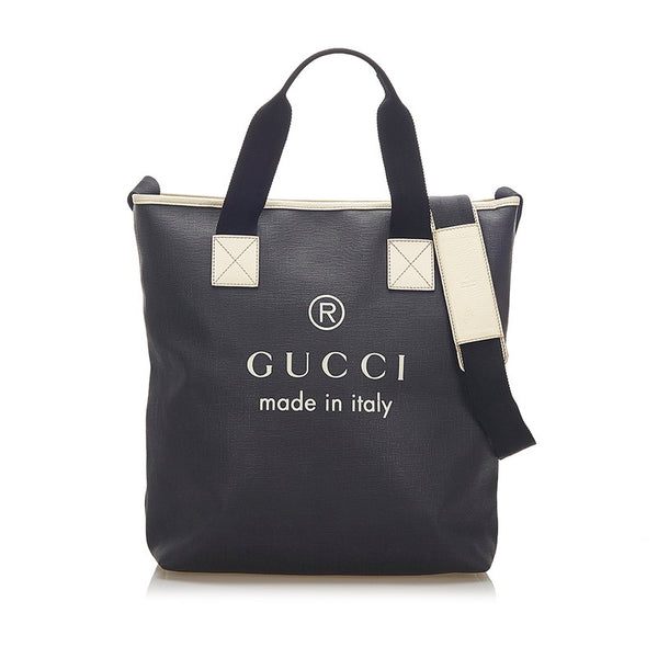 グッチ 162163 ブラック アイボリー PVC レザー ショルダーバッグ トートバッグ 2WAY メンズ GUCCI 中古