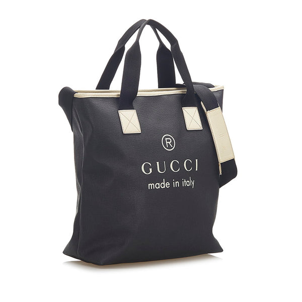 グッチ 162163 ブラック アイボリー PVC レザー ショルダーバッグ トートバッグ 2WAY メンズ GUCCI 中古