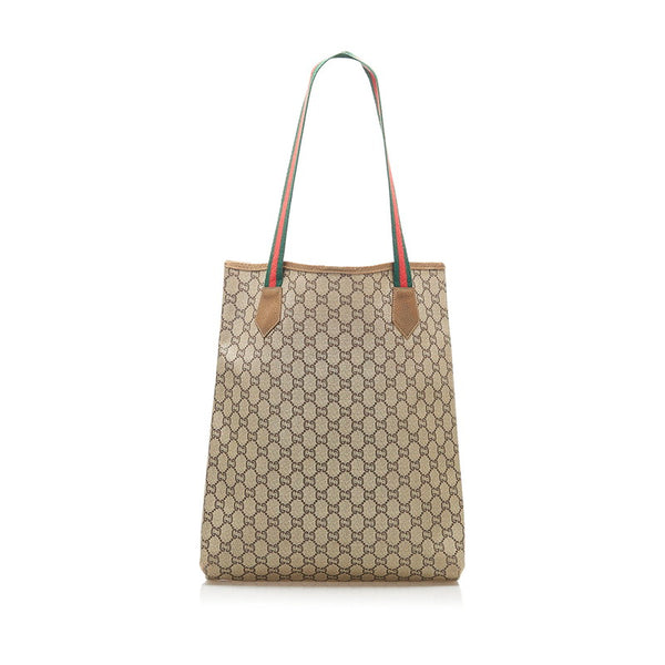 グッチ GGプラス シェリー ブラウン PVC トートバッグ レディース GUCCI 中古