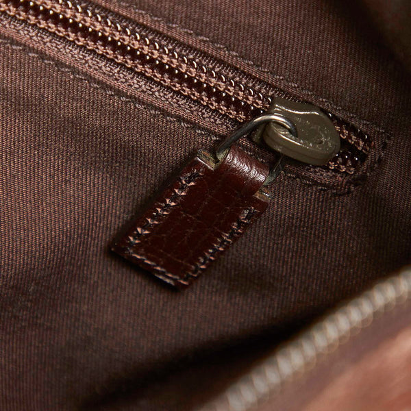 グッチ GGスプリーム シェリーライン 131176 ブラウン PVC レザー ボストンバッグ ユニセックス GUCCI 中古