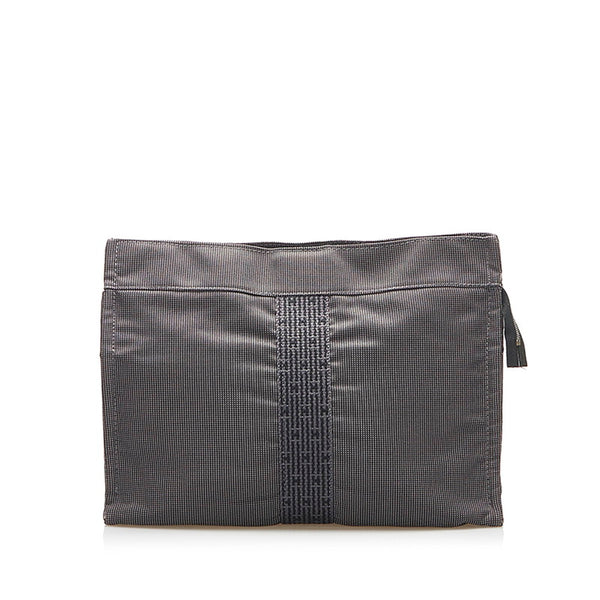 エルメス エールライン グレー キャンバス ポーチ メンズ HERMES 中古