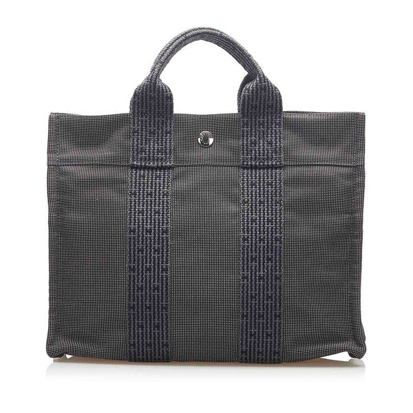 エルメス エールライン グレー キャンバス ハンドバッグ ユニセックス HERMES 中古