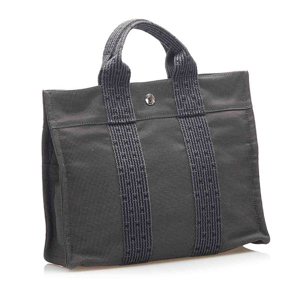 エルメス エールライン グレー キャンバス ハンドバッグ ユニセックス HERMES 中古