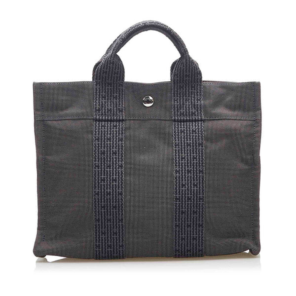 エルメス エールライン グレー キャンバス ハンドバッグ ユニセックス HERMES 中古