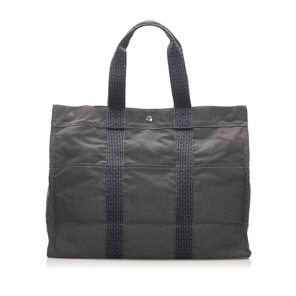 エルメス エールライン GM グレー キャンバス トートバッグ ユニセックス HERMES 中古