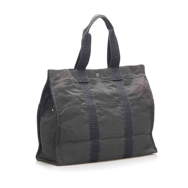 エルメス エールライン GM グレー キャンバス トートバッグ ユニセックス HERMES 中古