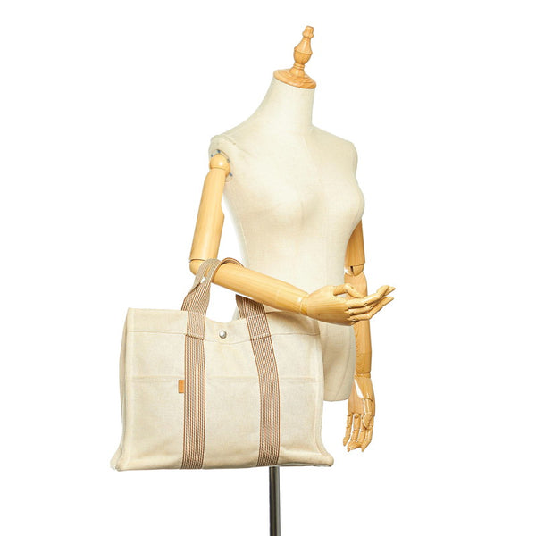 エルメス フールトゥMM ホワイト キャンバス トートバッグ レディース HERMES 中古