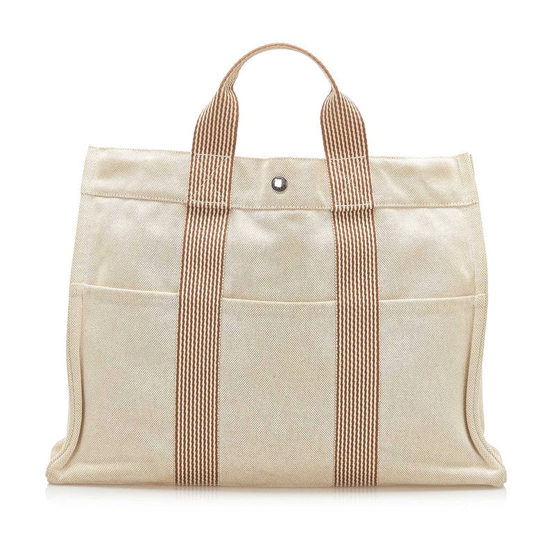 エルメス フールトゥMM ホワイト キャンバス トートバッグ レディース HERMES 中古