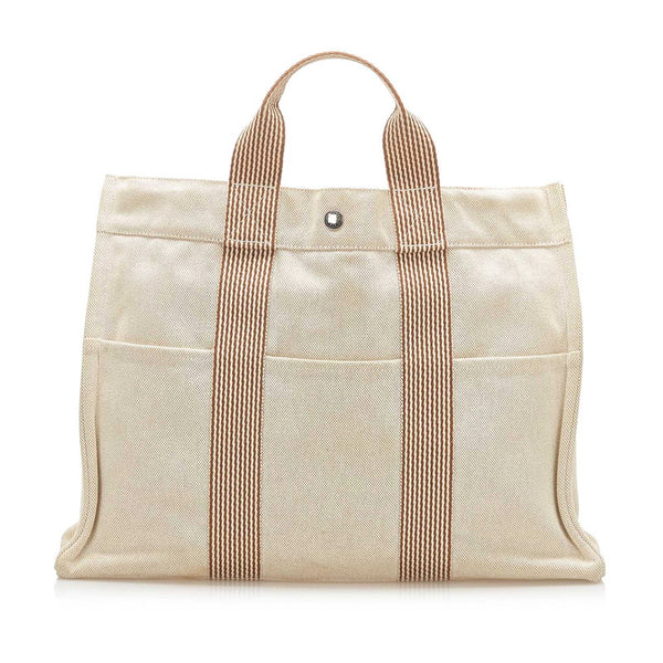 エルメス フールトゥMM ホワイト キャンバス トートバッグ レディース HERMES 中古