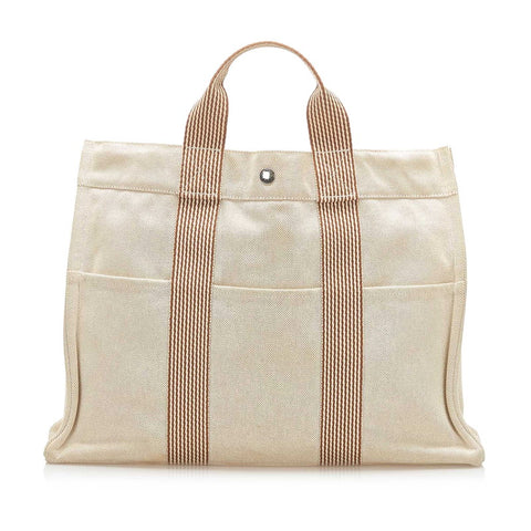 エルメス フールトゥMM ホワイト キャンバス トートバッグ レディース HERMES 中古