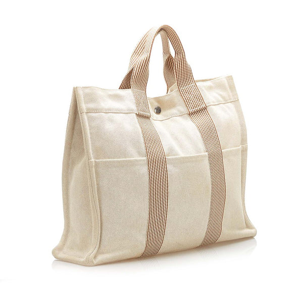 エルメス フールトゥMM ホワイト キャンバス トートバッグ レディース HERMES 中古