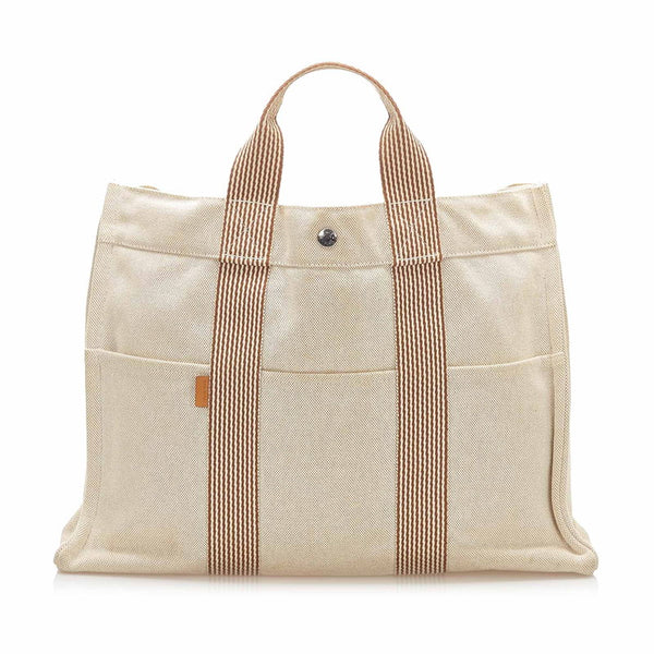 エルメス フールトゥMM ホワイト キャンバス トートバッグ レディース HERMES 中古