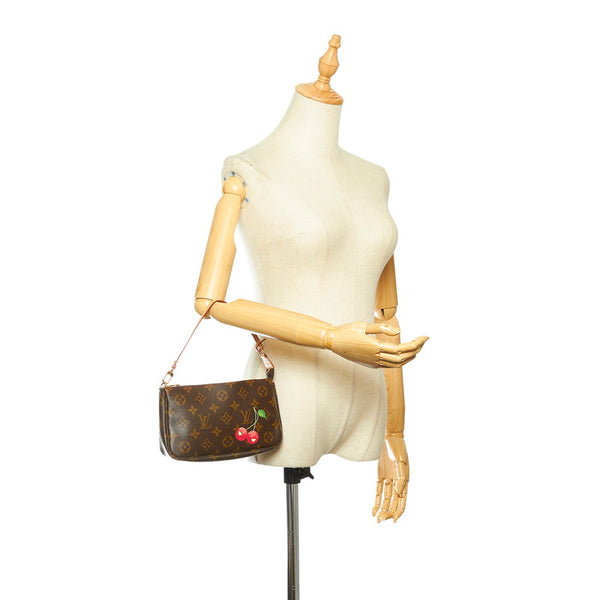 ルイ ヴィトン モノグラム チェリー ポシェット アクセソワール M95008 ブラウン PVC レザー ポーチ レディース LOUIS VUITTON 中古