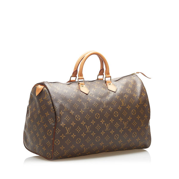 ルイ ヴィトン モノグラム スピーディ 40 M41522 ブラウン PVC レザー ハンドバッグ レディース LOUIS VUITTON 中古