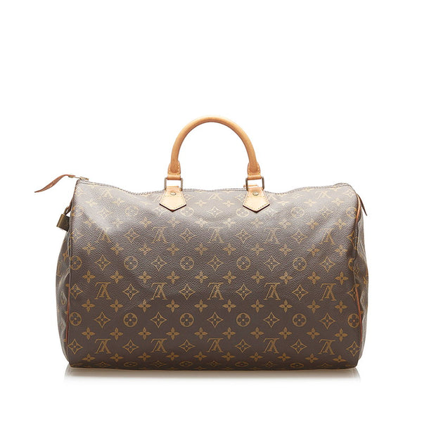 ルイ ヴィトン モノグラム スピーディ 40 M41522 ブラウン PVC レザー ハンドバッグ レディース LOUIS VUITTON 中古