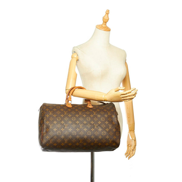 ルイ ヴィトン モノグラム スピーディ 40 M41522 ブラウン PVC レザー ハンドバッグ レディース LOUIS VUITTON 中古