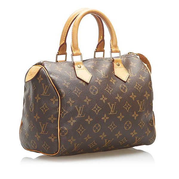 ルイ ヴィトン モノグラム スピーディ25 M41528 ブラウン PVC レザー ハンドバッグ レディース LOUIS VUITTON 中古