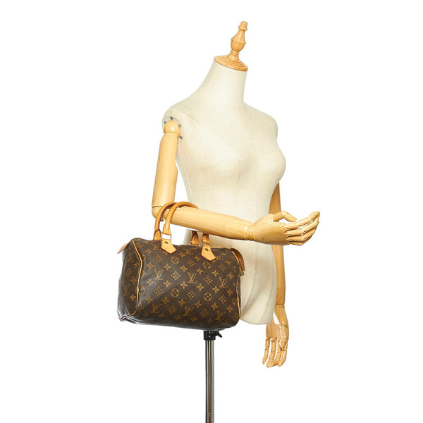 ルイ ヴィトン モノグラム スピーディ25 M41528 ブラウン PVC レザー ハンドバッグ レディース LOUIS VUITTON 中古