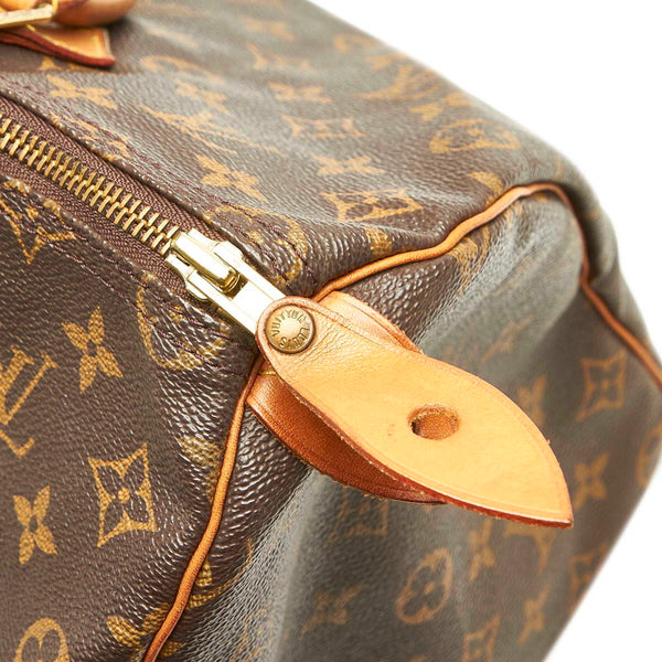 ルイ ヴィトン モノグラム スピーディ 30 M41526 ブラウン PVC レザー ボストンバッグ レディース LOUIS VUITTON 中古