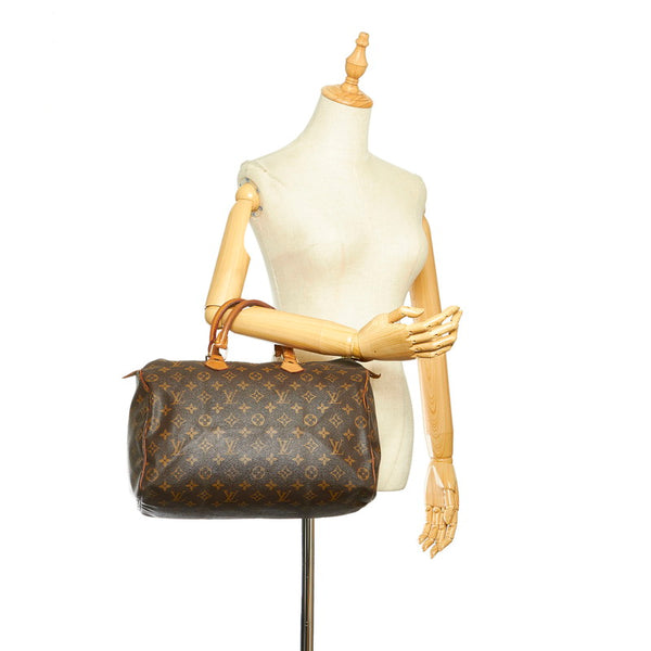 ルイ ヴィトン モノグラム スピーディ 30 M41526 ブラウン PVC レザー ボストンバッグ レディース LOUIS VUITTON 中古