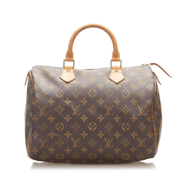 ルイ ヴィトン モノグラム スピーディ30 M41108 ブラウン PVC レザー ハンドバッグ レディース LOUIS VUITTON 中古