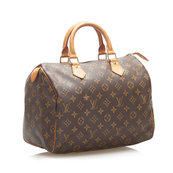 ルイ ヴィトン モノグラム スピーディ30 M41108 ブラウン PVC レザー ハンドバッグ レディース LOUIS VUITTON 中古