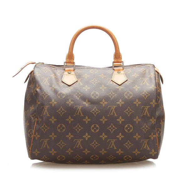 ルイ ヴィトン モノグラム スピーディ30 M41108 ブラウン PVC レザー ハンドバッグ レディース LOUIS VUITTON 中古