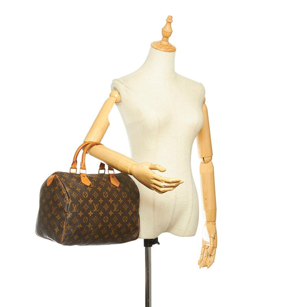 ルイ ヴィトン モノグラム スピーディ30 M41108 ブラウン PVC レザー ハンドバッグ レディース LOUIS VUITTON 中古